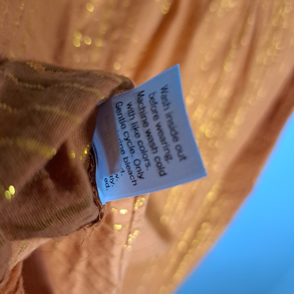 3/$15 Lauren Conrad Ruffle V-Neck Top with Gold Stripes Medium - Picture 6 of 8